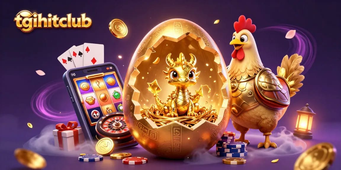 Experience the thrill of taihitclub with a baby dragon and golden gaming elements in a vibrant 3D scene.