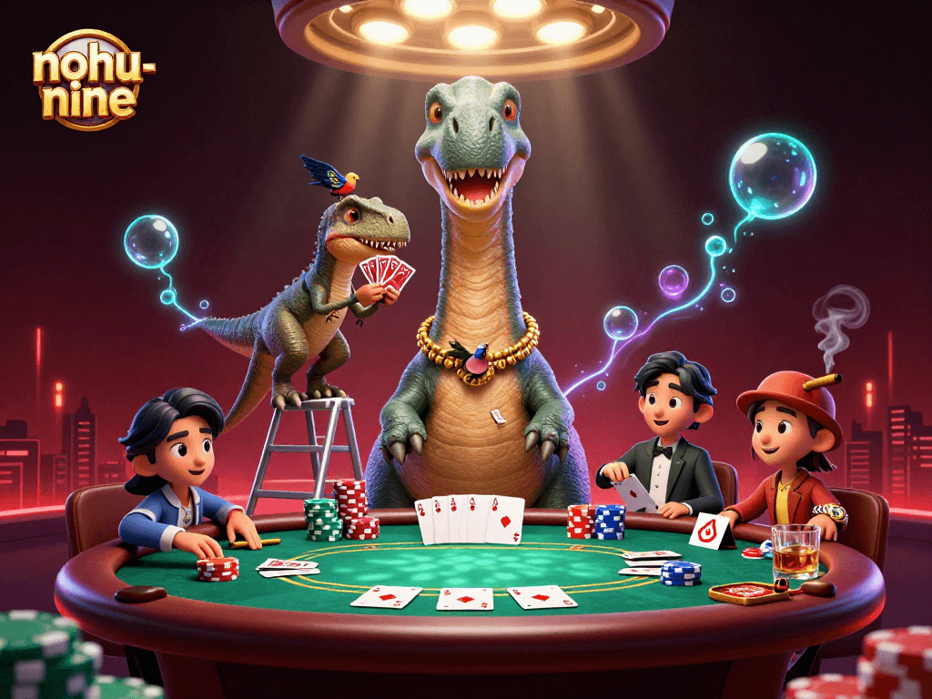 Experience thrilling nohu-nine gaming with a towering brontosaurus and dynamic poker action!