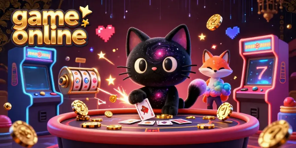 Immerse in a vibrant cosmic casino experience with the game online theme featuring a black hole cat and nebula fox.