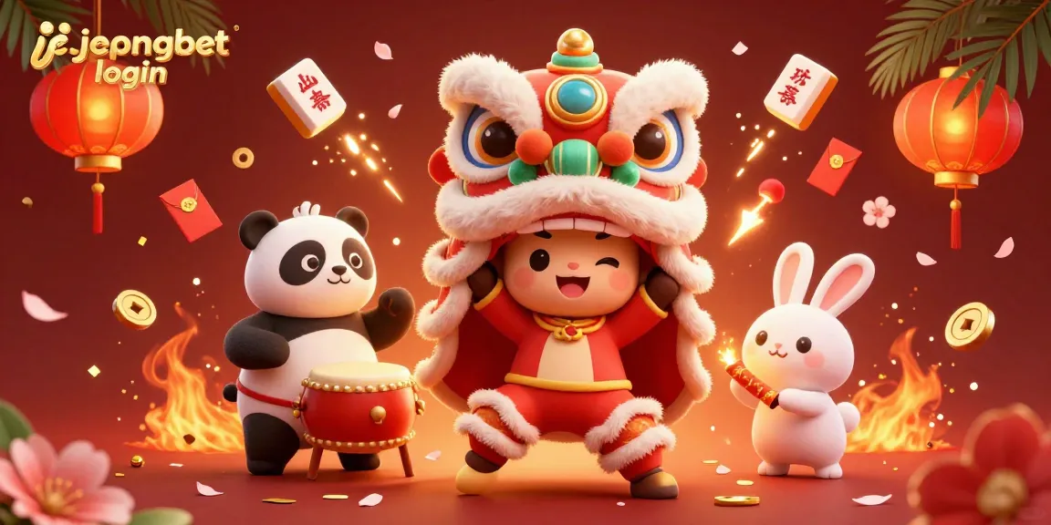 Engage in thrilling casino adventures with Jepangbet login, featuring vibrant 3D characters and festive elements.