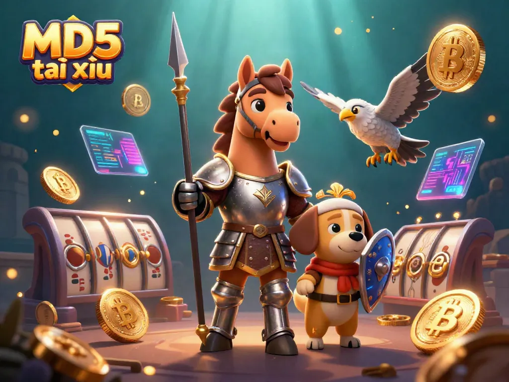 Join the excitement at MD5 tài xỉu with vibrant casino-themed 3D characters and glowing coins!