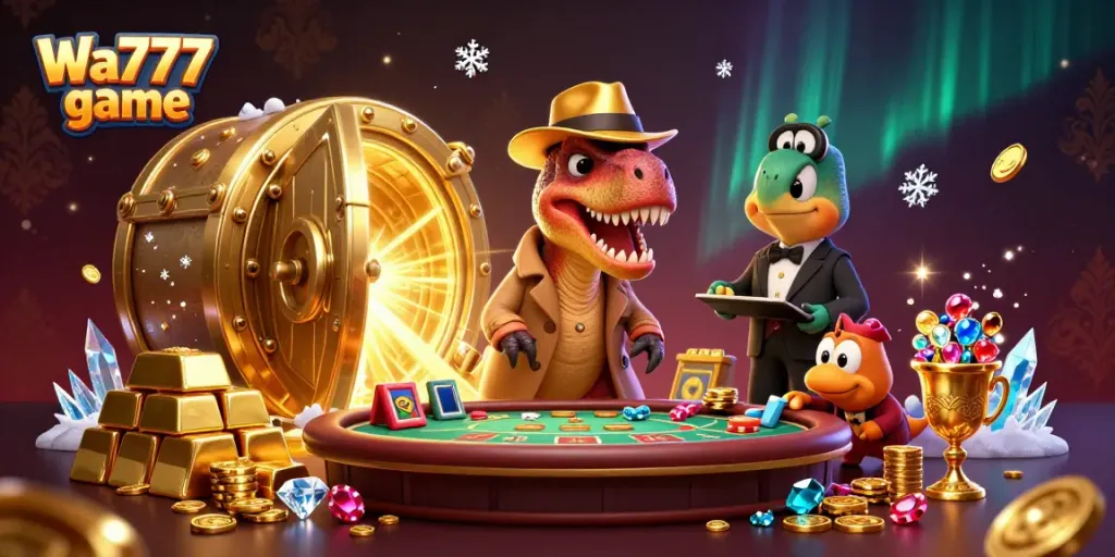Experience thrilling wins with Wa777 game featuring engaging characters in a rich casino setting.