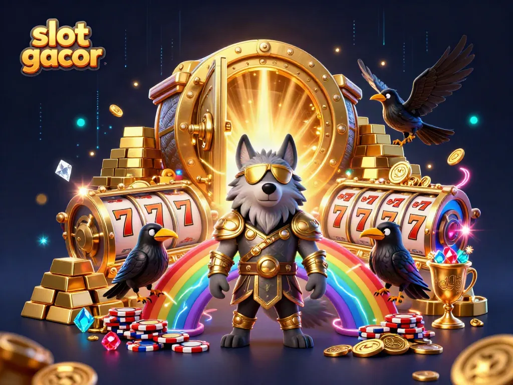 Spin slot gacor reels to win jackpots in a vibrant 3D casino scene.