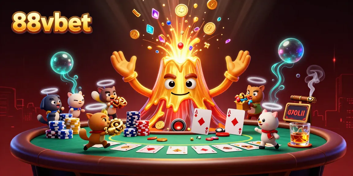 Experience the thrill of winning with 88vbet's vibrant 3D casino illustration featuring gold treasures and poker excitement.