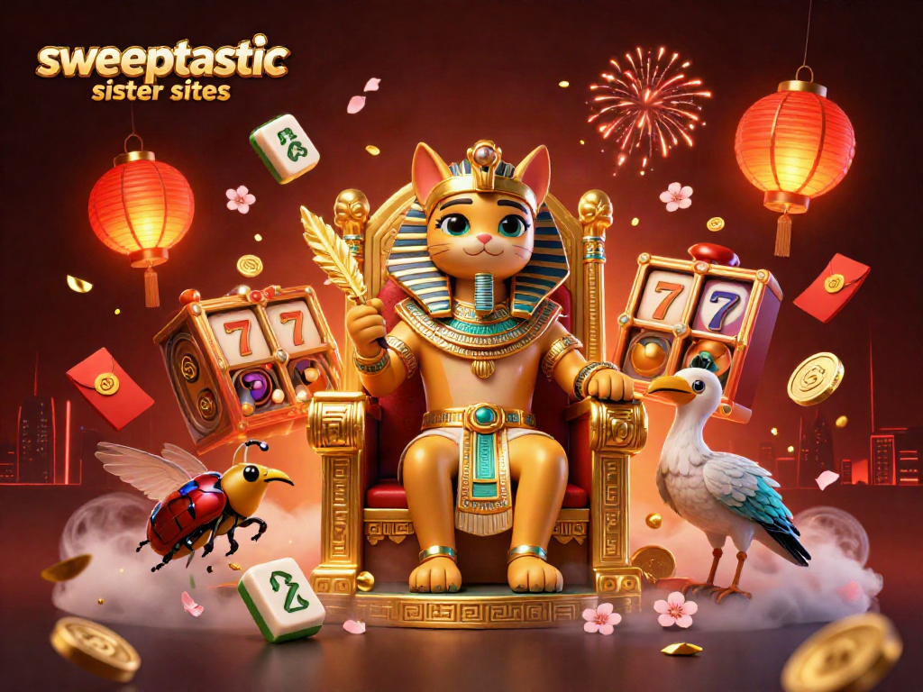 Engage with top Sweeptastic sister sites while exploring dynamic slot reels and vibrant casino elements.