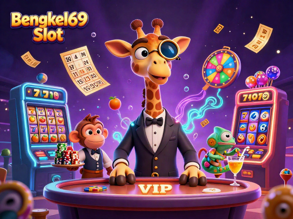 Experience the excitement of Bengkel69 Slot with dynamic 3D characters and immersive casino elements.