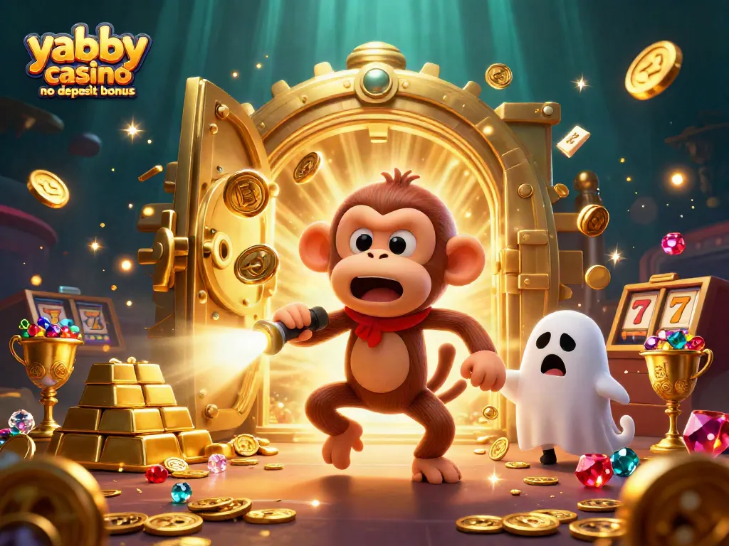 Engage with the yabby casino no deposit bonus while experiencing this lively casino scene with a mischievous monkey!