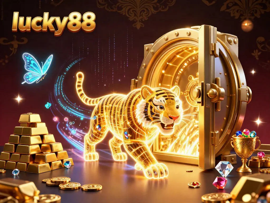 Experience the exciting world of lucky88 with a vibrant 3D casino illustration featuring a golden tiger.
