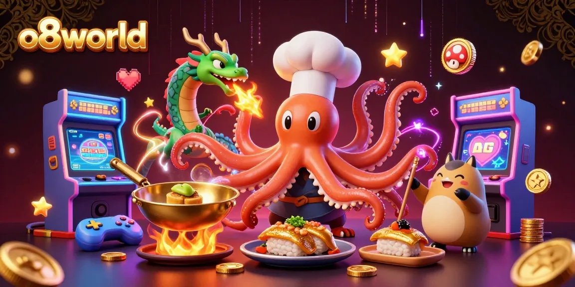 Experience the thrilling gaming world of o8world with uniquely animated characters and vibrant casino elements.