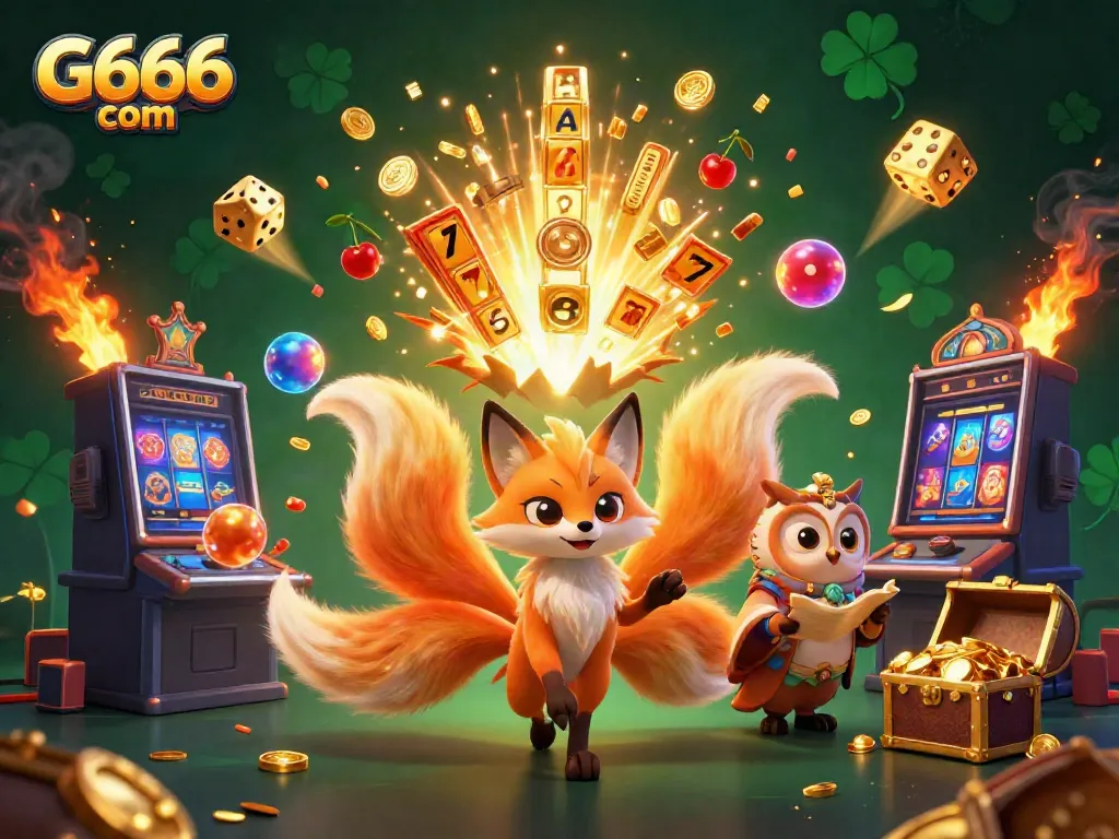 Engage with G666 com's vibrant casino scene featuring animated characters and game elements.