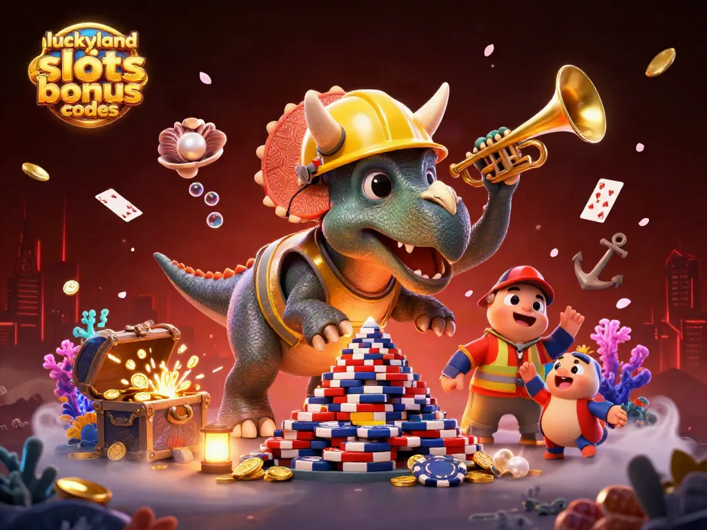 Win big with luckyland slots bonus codes and celebrate with mythical creatures and poker chips.