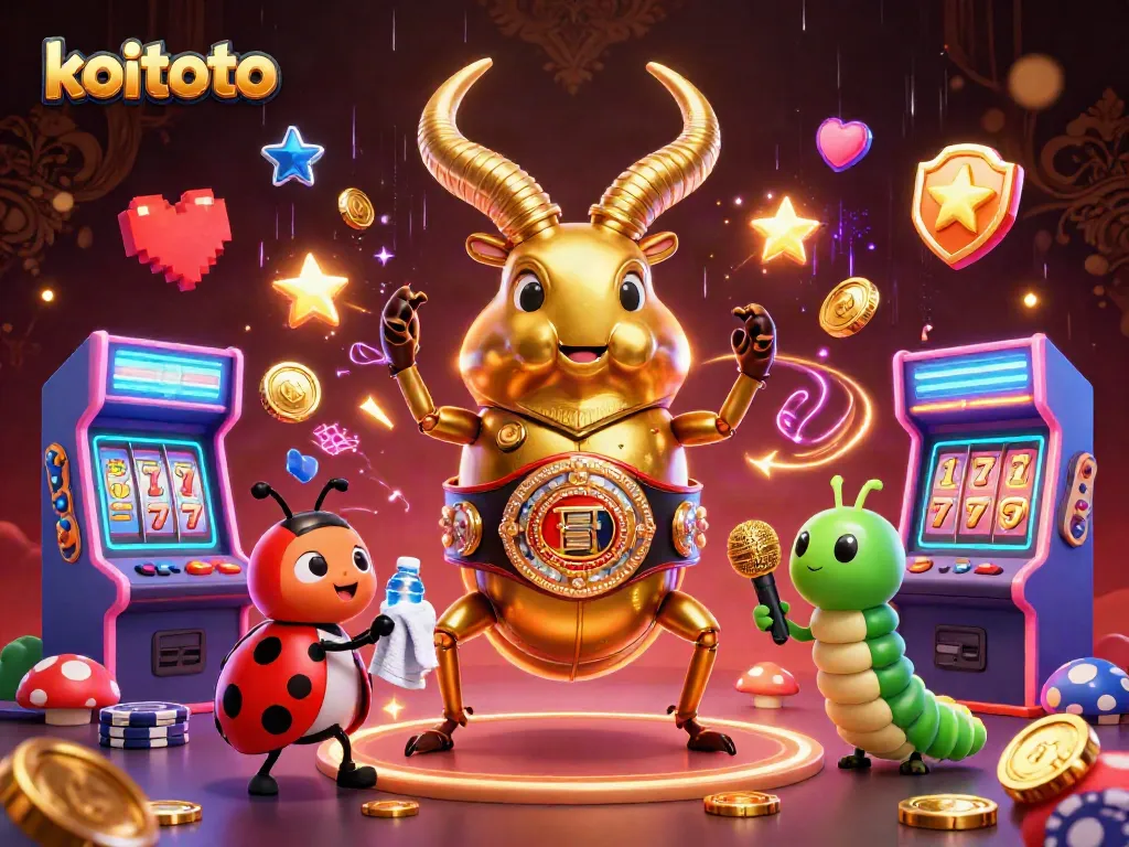 Koitoto engages players with vibrant digital slots and casino themes in a unique 3D illustration.
