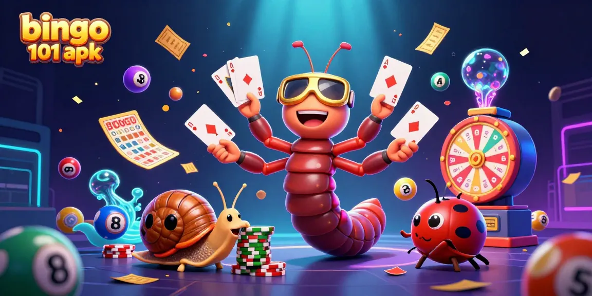 Experience the excitement with the bingo 101 apk, featuring a lively casino scene with colorful characters and game elements.