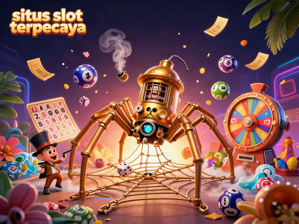 Engage with situs slot gacor terpercaya through an ultra-detailed 3D scene showcasing vibrant casino elements.
