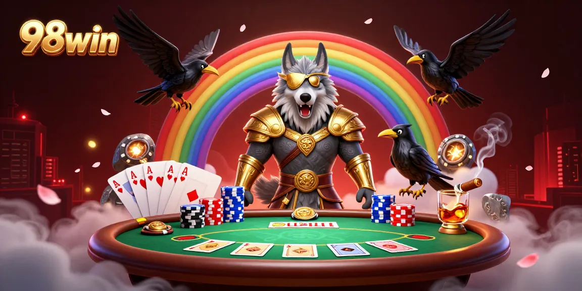 Experience thrilling games with 98win in this vibrant, dynamic casino scene featuring unique characters.