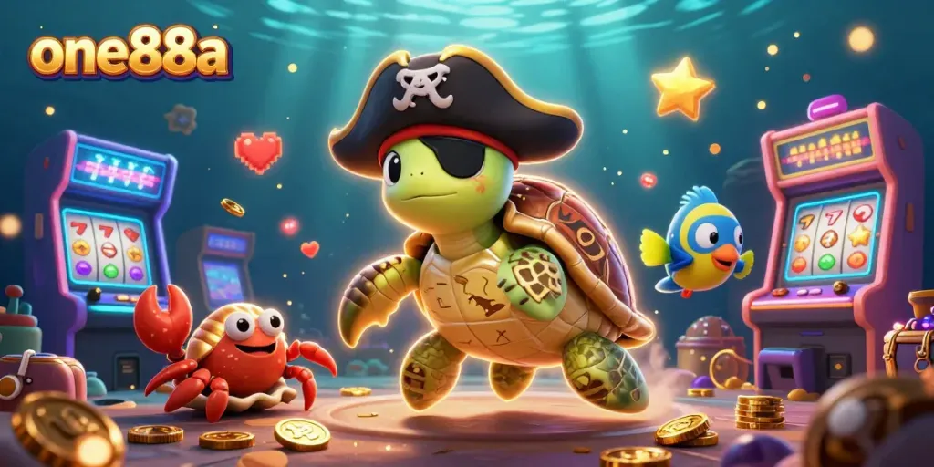 Engage in lively casino excitement with one88a's dynamic underwater scene featuring colorful gaming elements.