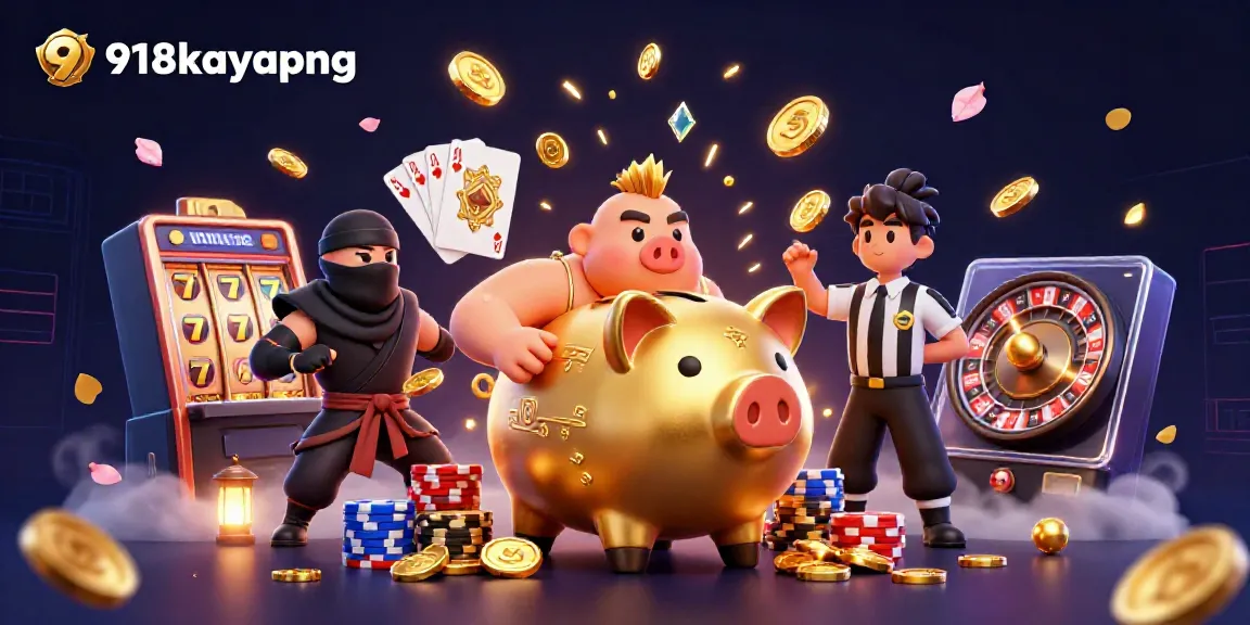 Experience thrilling jackpots with 918kaya png's energetic casino scene showcasing dynamic characters and gaming elements.