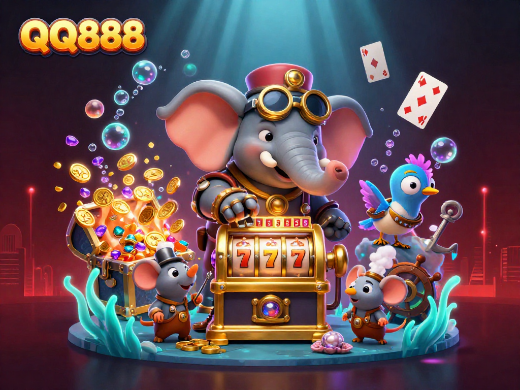 Spin the reels and win big with QQ888 in this vibrant steampunk casino adventure.