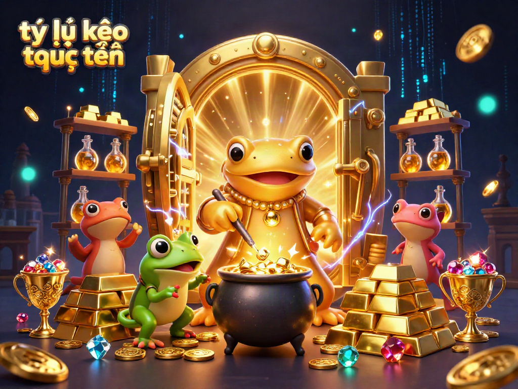Bet on tỷ lệ kèo trực tuyến with gold coins and treasures in this vibrant scene.