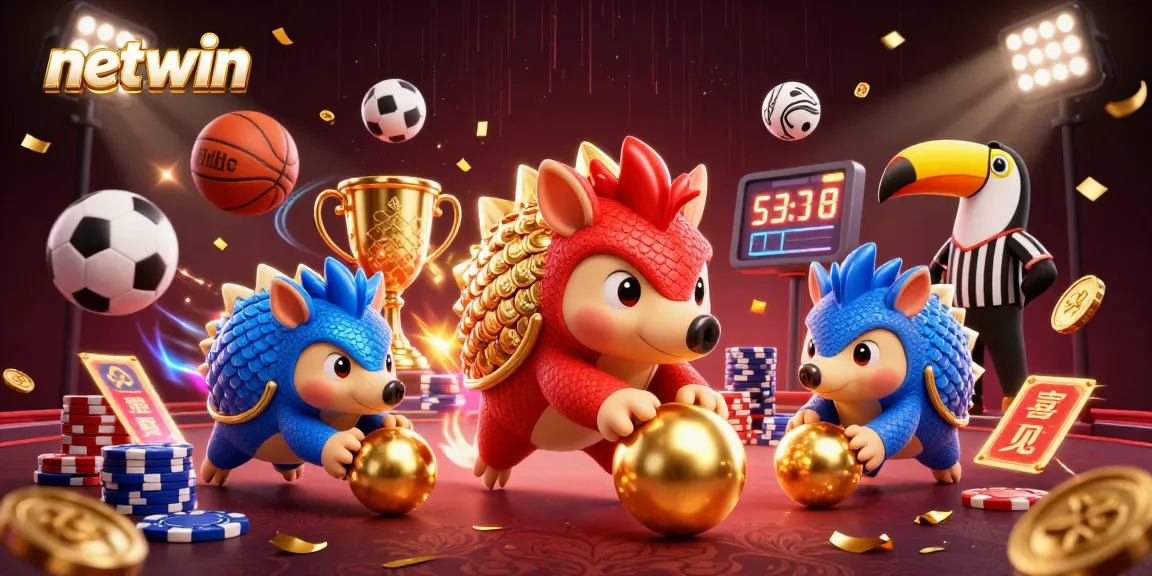 Experience thrilling gameplay with netwin as rival pangolins roll golden balls through poker chips.