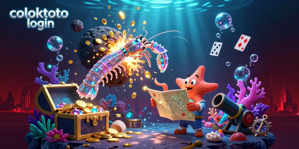 Win big playing with coloktoto login as a galactic samurai shrimp smashes through treasures in a vibrant underwater scene.