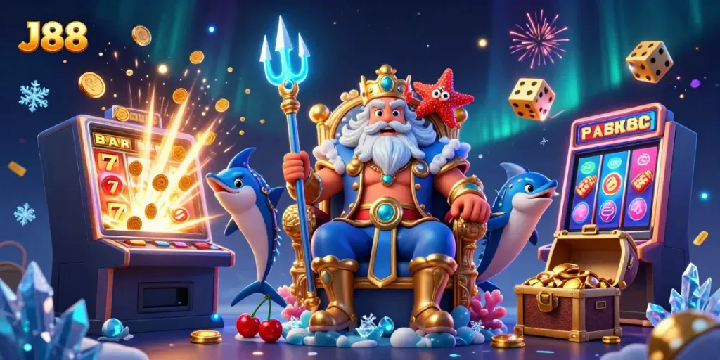 Experience thrilling wins at J88 with vibrant casino elements and captivating characters.