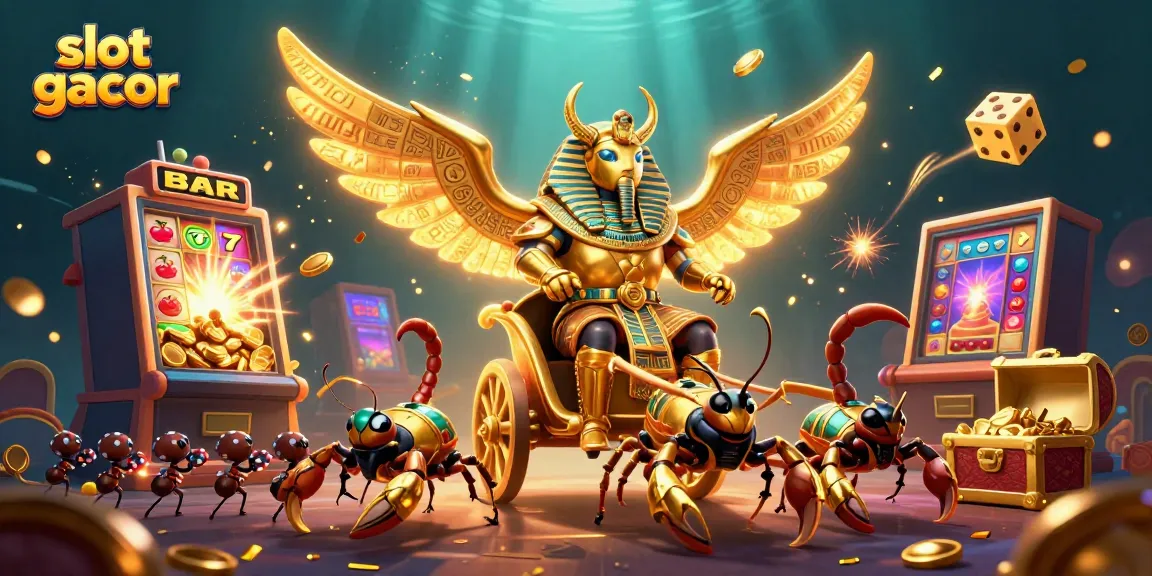 Experience the thrill of slot gacor with dazzling imagery of a dynamic casino scene showcasing jackpots and excitement.