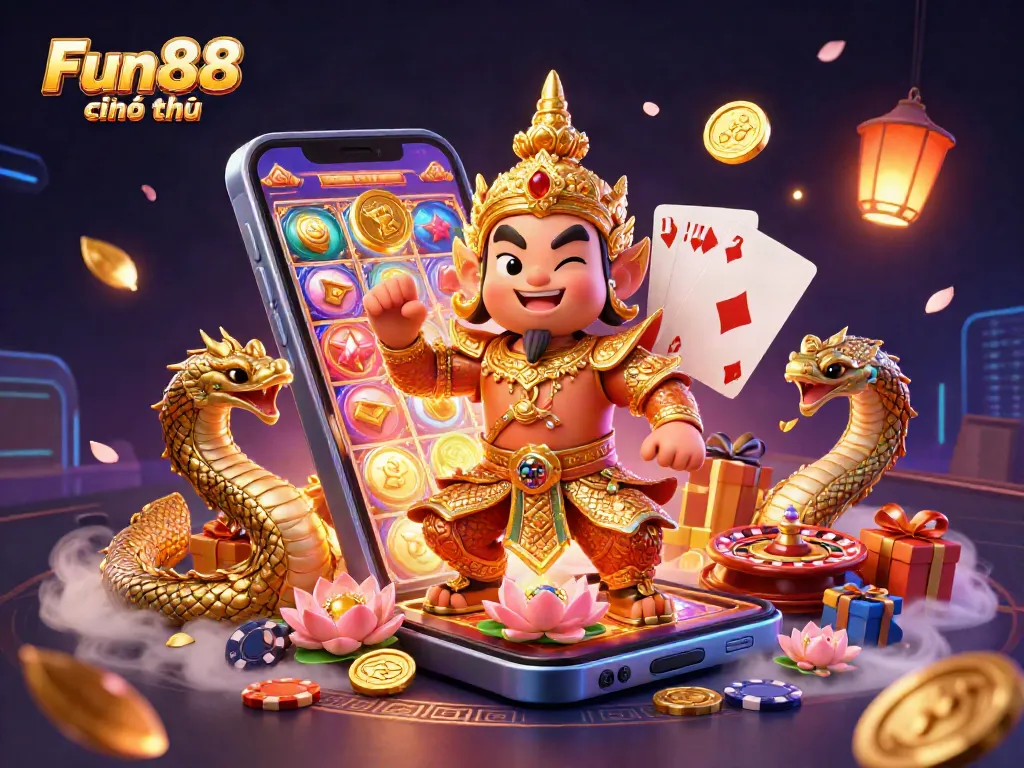 Experience Fun88 chính thức with engaging slots and vibrant casino elements alongside magical characters.