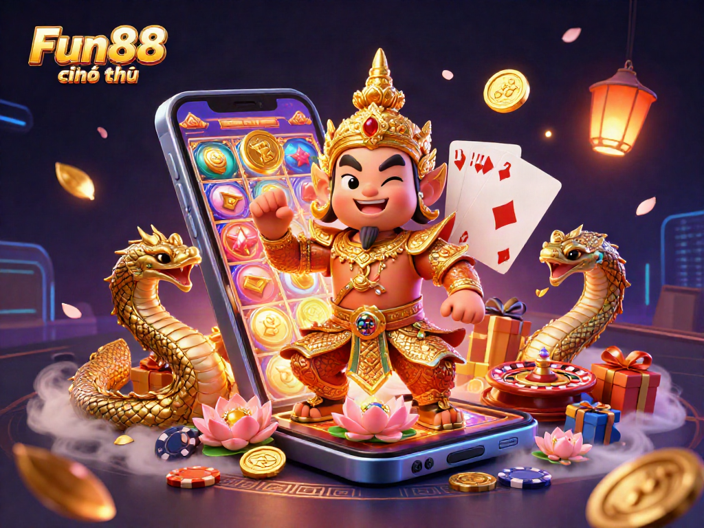 Experience Fun88 chính thức with engaging slots and vibrant casino elements alongside magical characters.