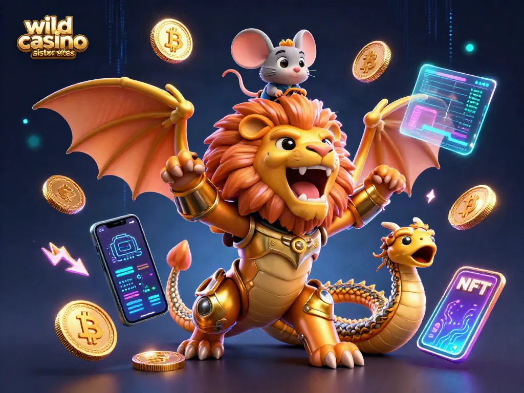 Experience thrilling gameplay in wild casino sister sites with a chimera creature and shining crypto coins.