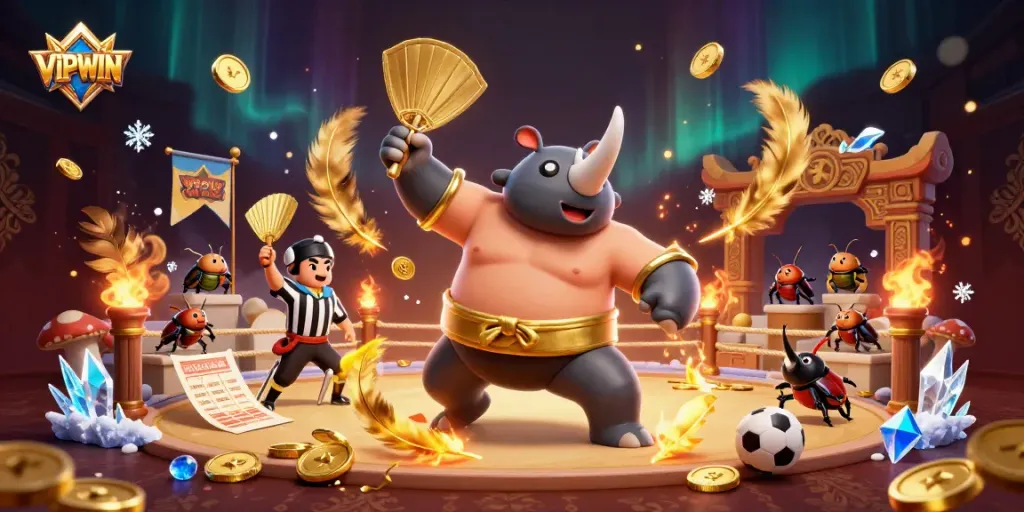 Experience thrilling VIPWIN sports betting action with a vibrant 3D illustration showcasing epic wins and dynamic elements.