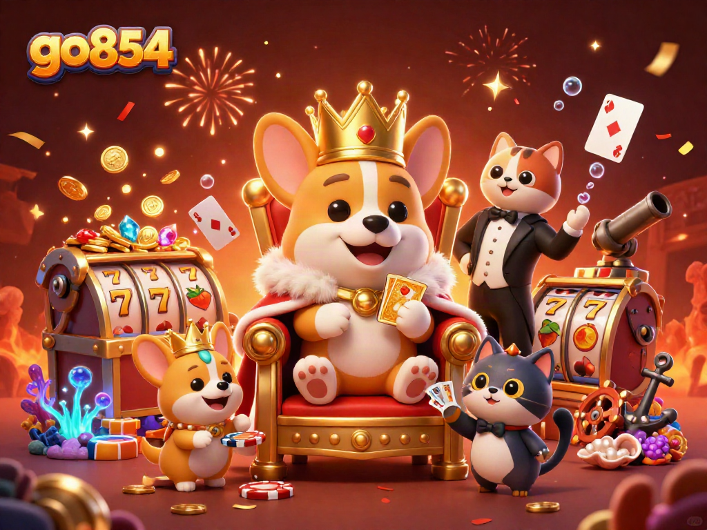 Join the royal corgis at go854 for exciting slots and jackpots in this vibrant casino scene.