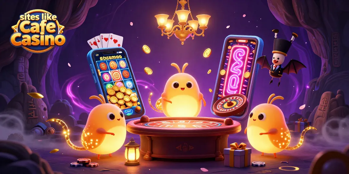 Experience your luck at sites like cafe casino with vibrant 3D characters in an animated casino setting.