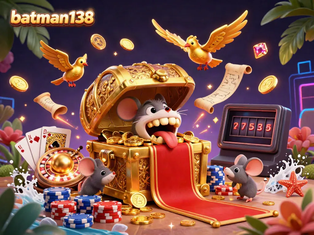 Experience the excitement of batman138 with vibrant 3D casino elements and animated treasures.